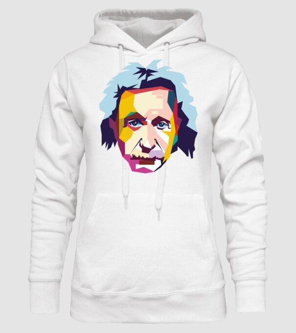 Einstein abstract model alb pe tricou