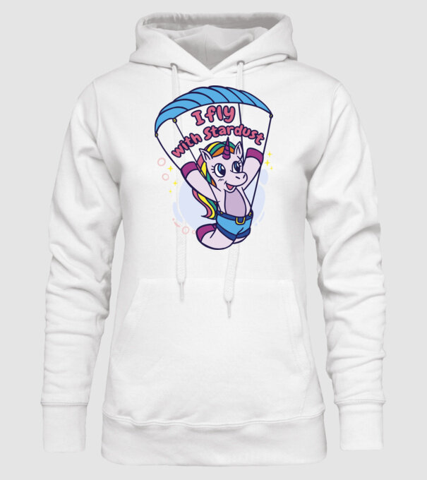Unicorn parașutist model alb pe tricou
