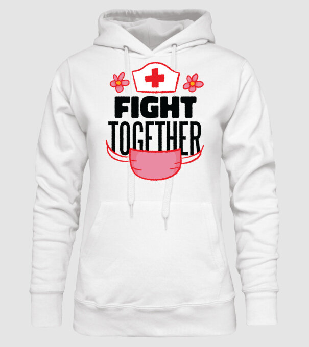 Fight together Asistentă medicală model alb pe tricou