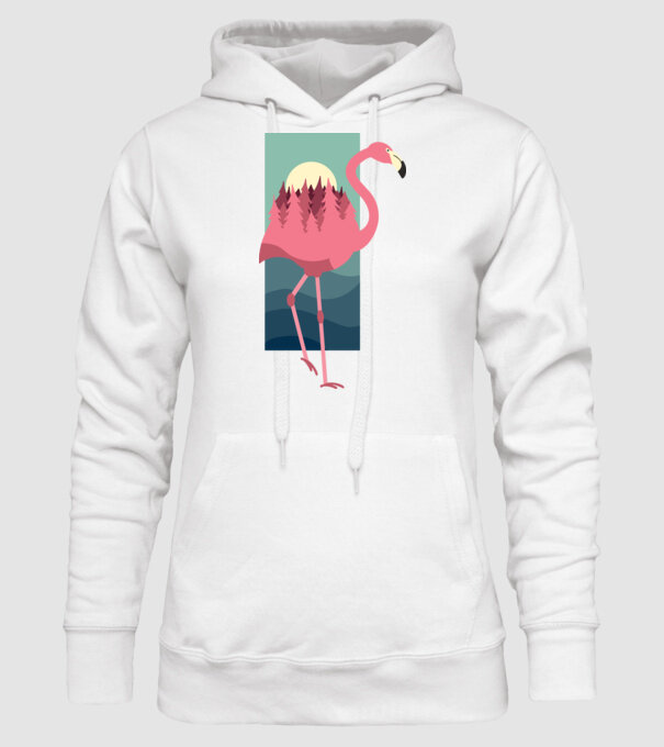 Flamingo Design model alb pe tricou