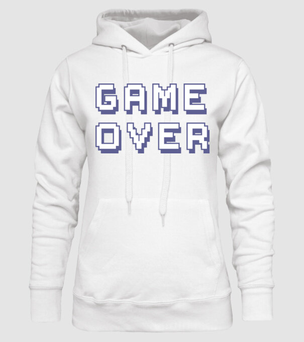 Game Over model alb pe tricou