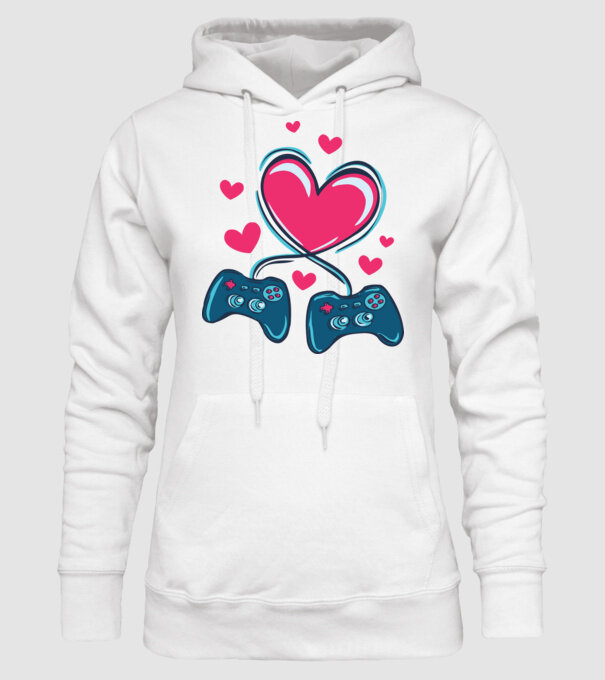 Dragoste Gamer model alb pe tricou