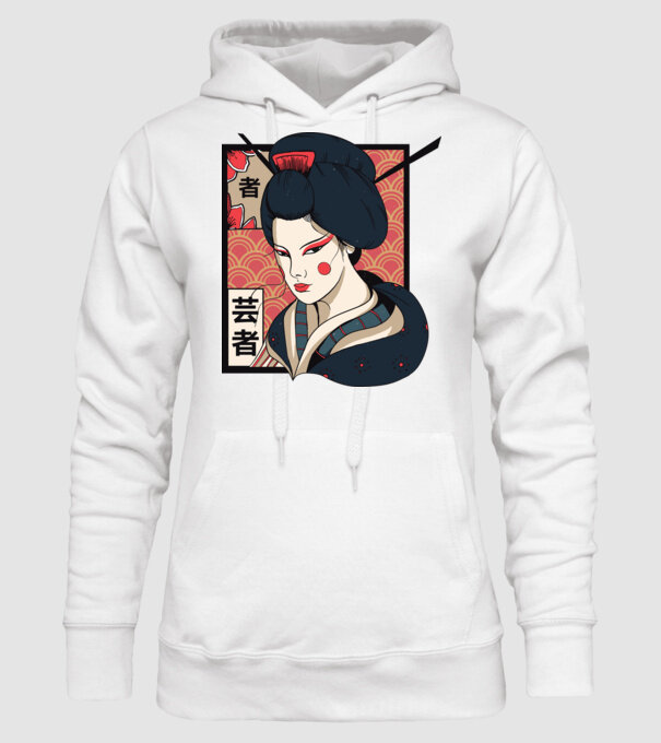 Geisha Japonia model alb pe tricou
