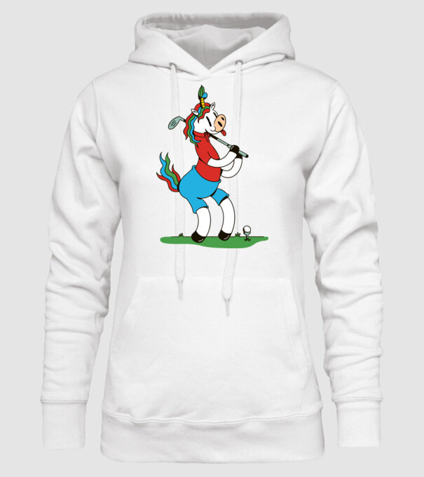Unicorn jucător de golf model alb pe tricou