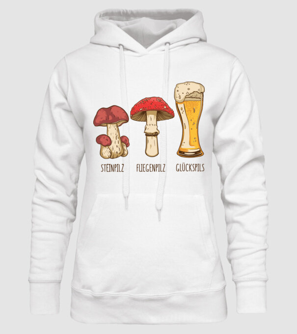 Soiuri de ciuperci model alb pe tricou