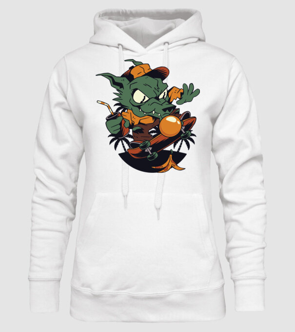Vârcolac Skateboarder model alb pe tricou