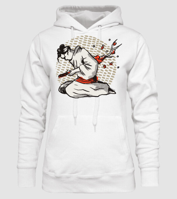 Samurai Harakiri model alb pe tricou