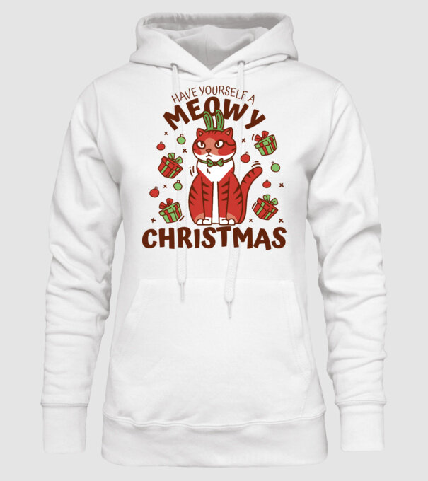 Have yourself a Meowy Christmas - Cicás Karácsony model alb pe tricou