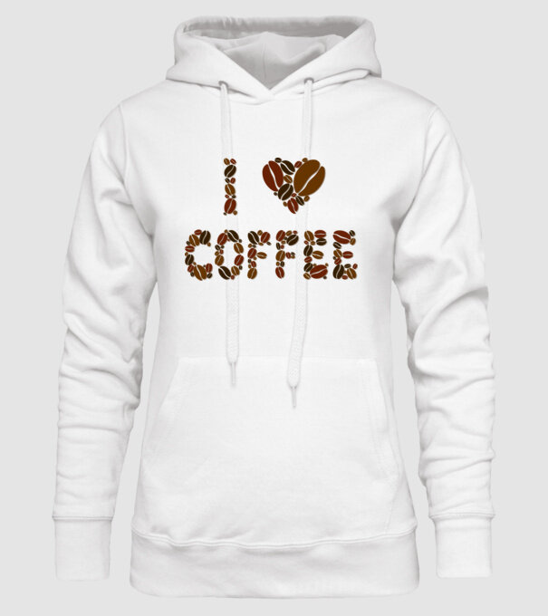 I Love Coffee model alb pe tricou