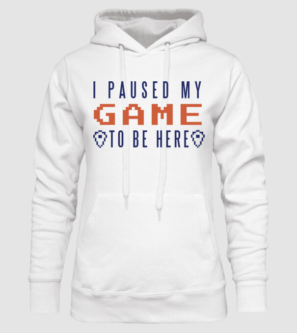 I Paused my game to be here model alb pe tricou