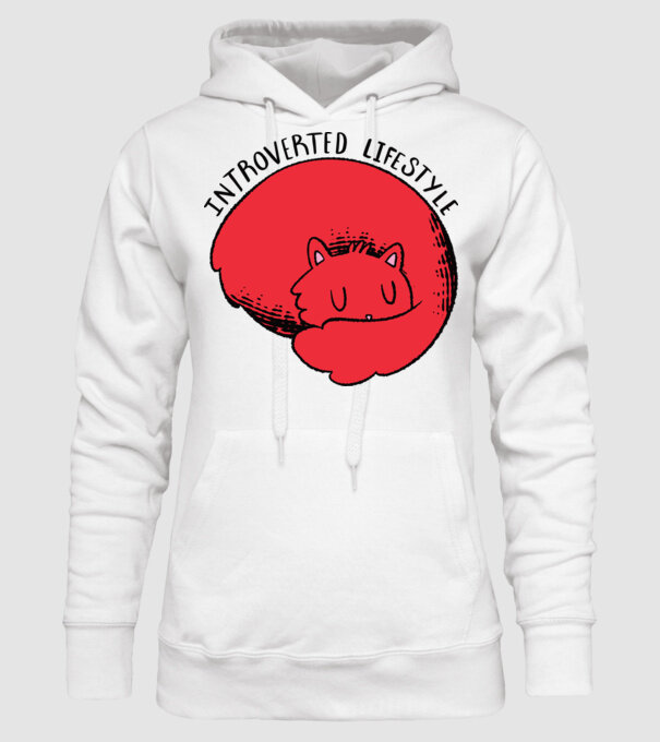 Pisică Introvertită model alb pe tricou