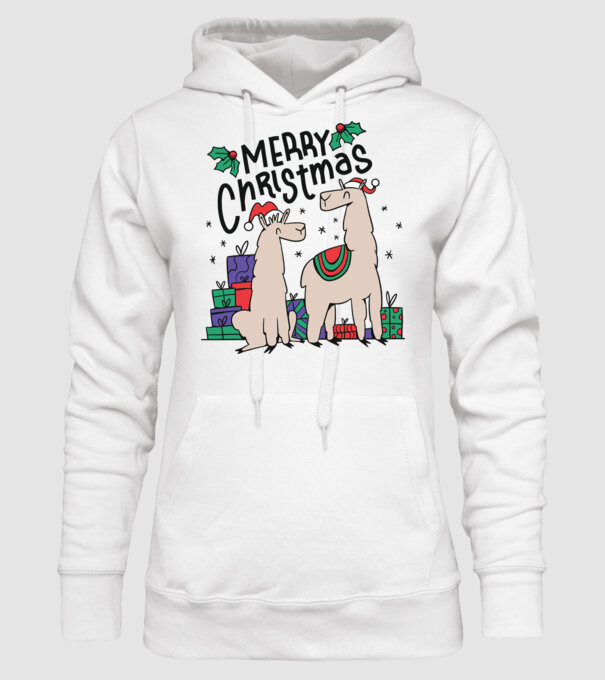 Alpaca de Crăciun model alb pe tricou