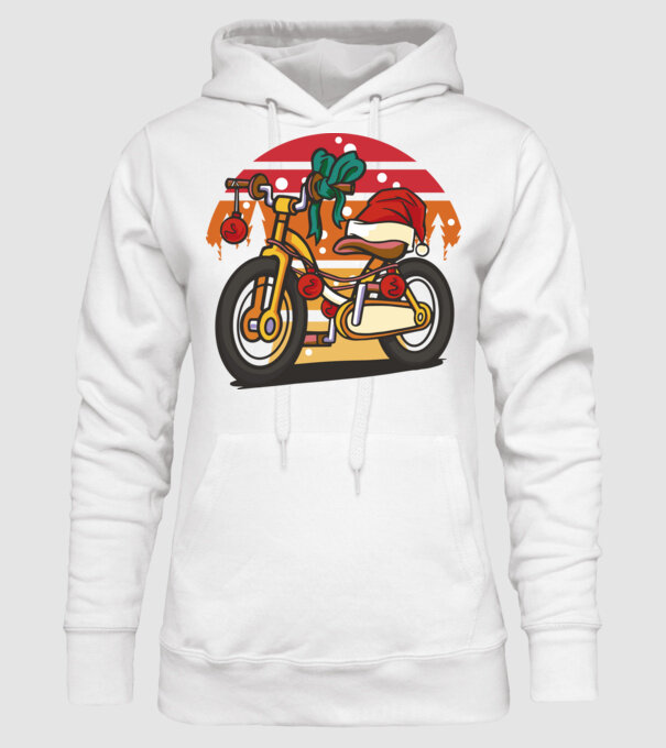 Bicicletă de Crăciun model alb pe tricou