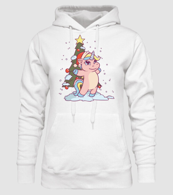 Unicorn de Crăciun model alb pe tricou