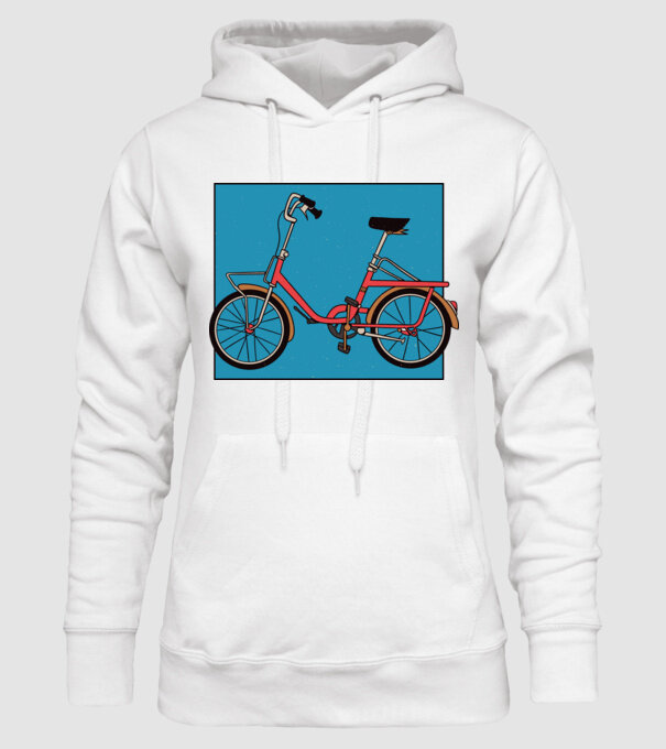 Bicicletă Camping model alb pe tricou