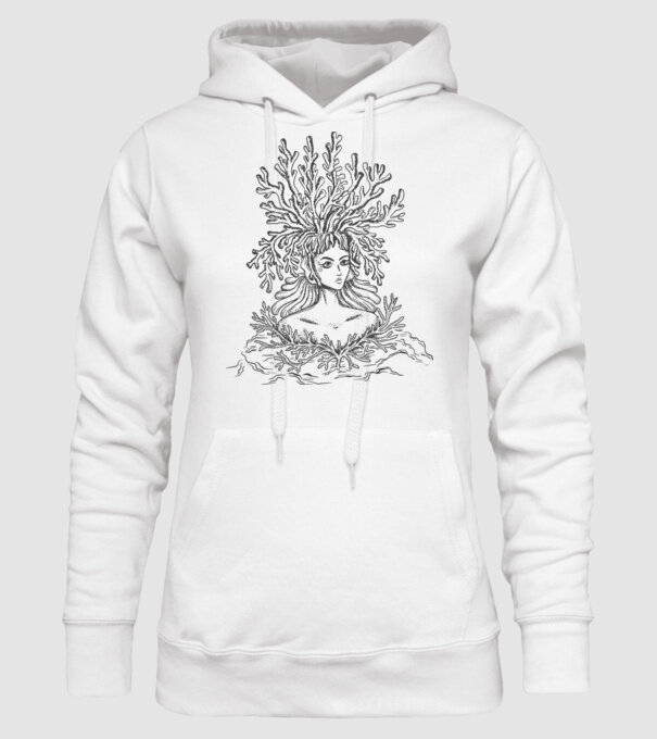 Cap de femeie Coral model alb pe tricou