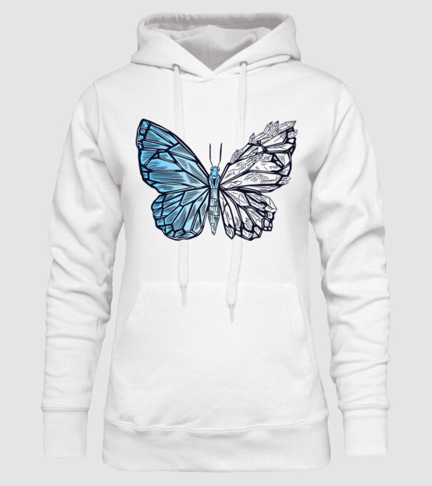 Fluture cristal model alb pe tricou