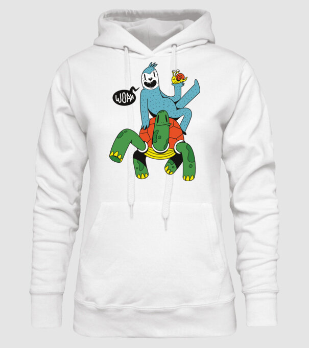 Animale lente model alb pe tricou