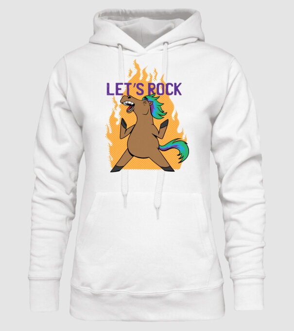 'Let''s Rock - Călăreț' model alb pe tricou