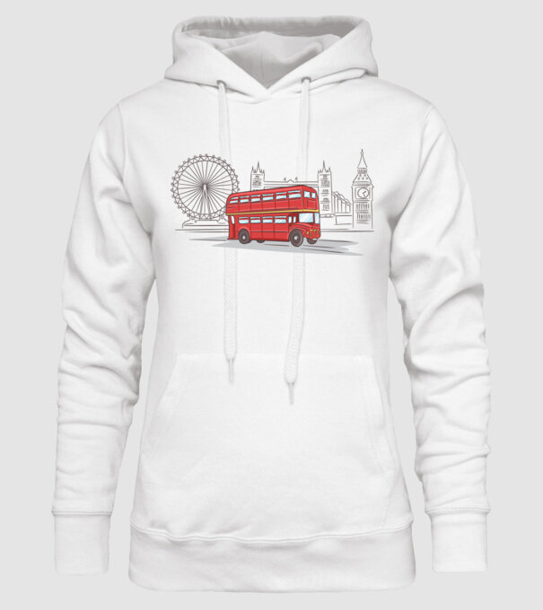London Bus model alb pe tricou