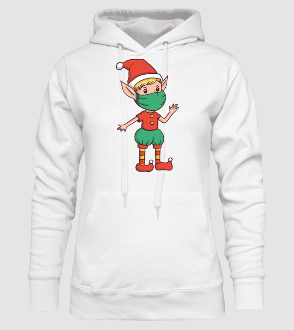 Elf cu mască model alb pe tricou