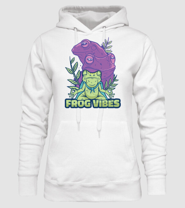 Broasca meditatoare model alb pe tricou