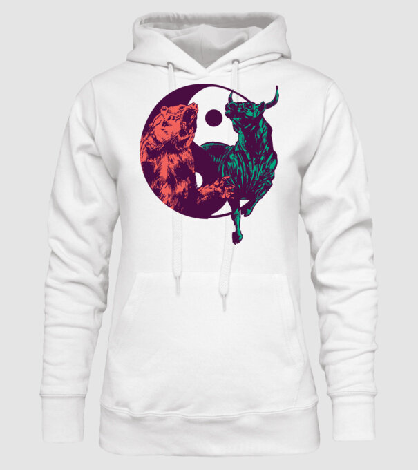 Medve Bika Yin Yang model alb pe tricou