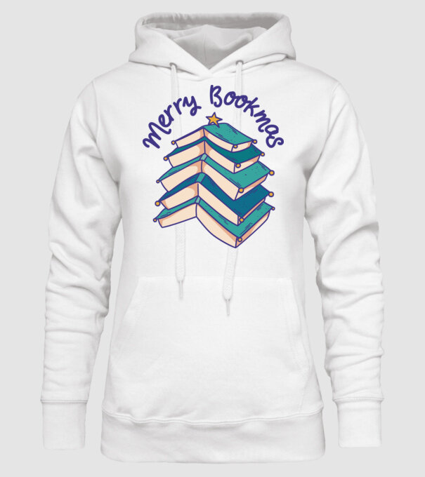 Merry Bookmas Crăciun cu cărți model alb pe tricou