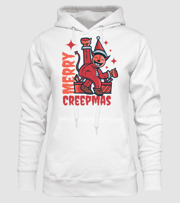 Merry Creepmas model alb pe tricou