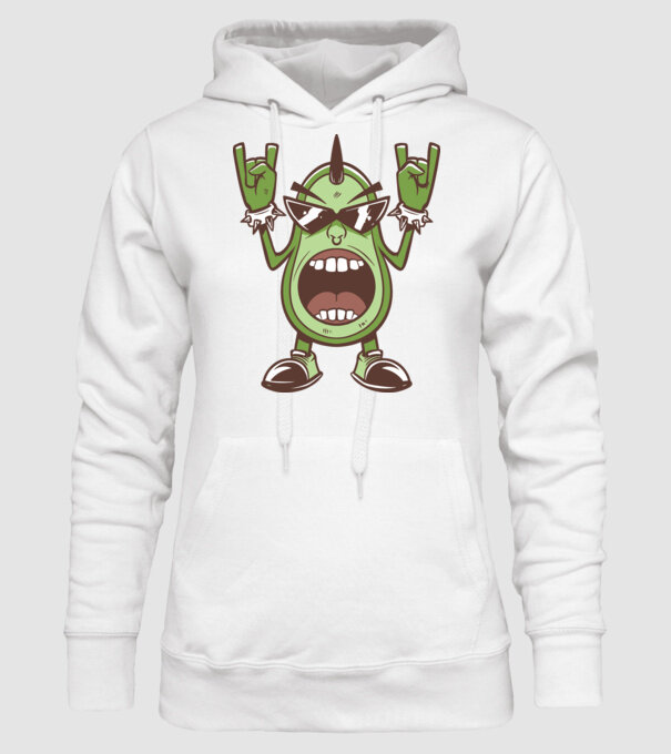 Avocado Metal model alb pe tricou