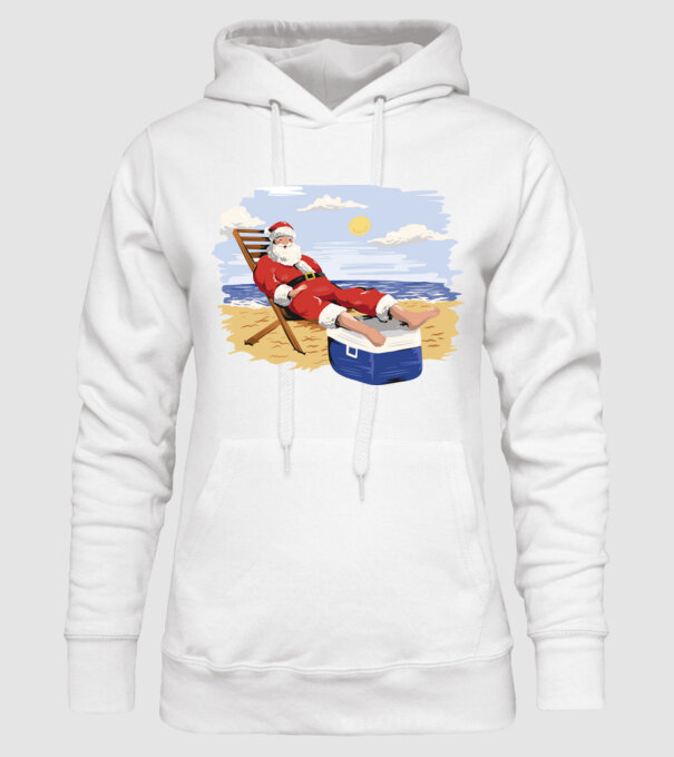 Moș Crăciun În vacanță model alb pe tricou