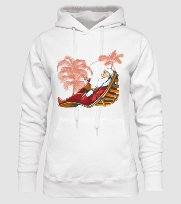 Moș Crăciun În vacanță model alb pe tricou