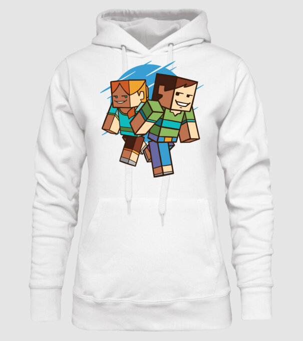 Caractere Minecraft model alb pe tricou