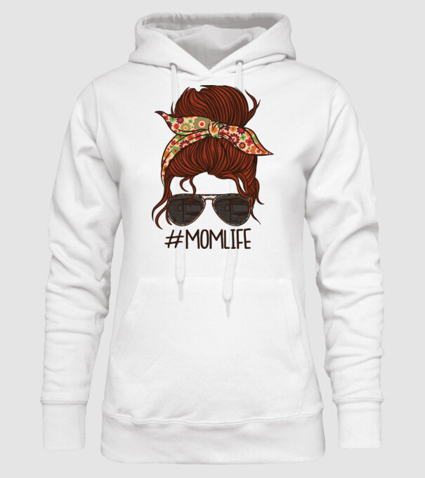 Momlife Hashtag model alb pe tricou
