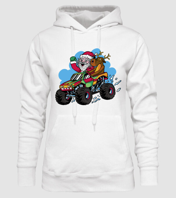 Monster Truck Moș Crăciun model alb pe tricou