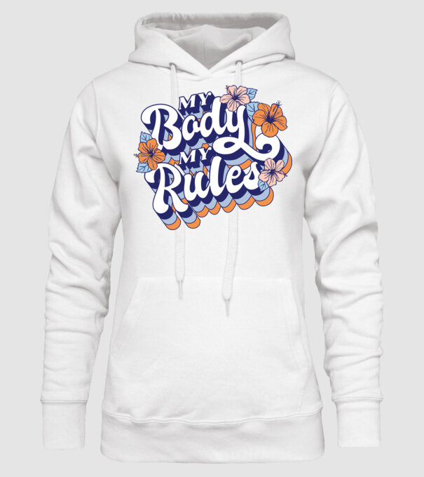 My Body My Rules model alb pe tricou