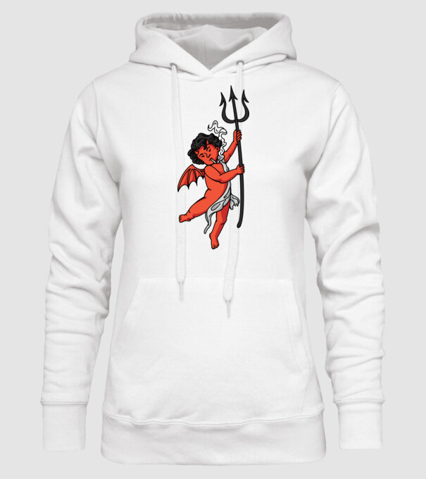 Diavol cu Țigaretă model alb pe tricou