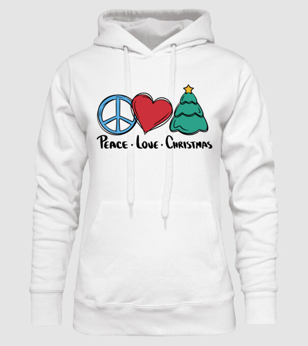 Peace Love Crăciun model alb pe tricou