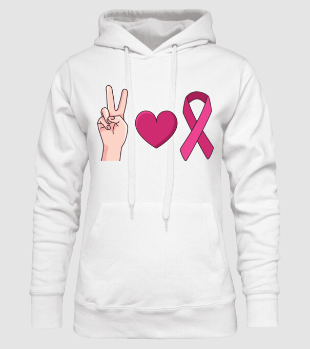 Peace Love lupta împotriva cancerului de sân model alb pe tricou