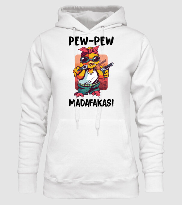 Pew Pew Pew Madafakas Pui alb model alb pe tricou