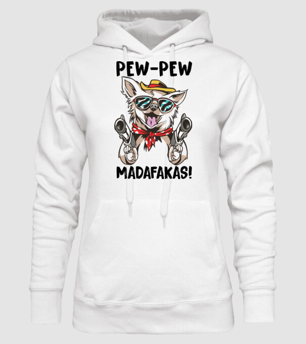 Pew Pew Pew Madafakas Chivava alb model alb pe tricou