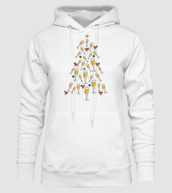 Pom de Crăciun cu Șampanie model alb pe tricou