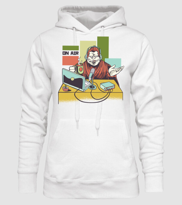 Yeti cu Radio model alb pe tricou