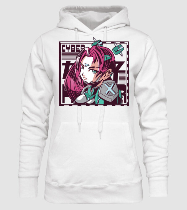 Anime fată Sci-fi model alb pe tricou