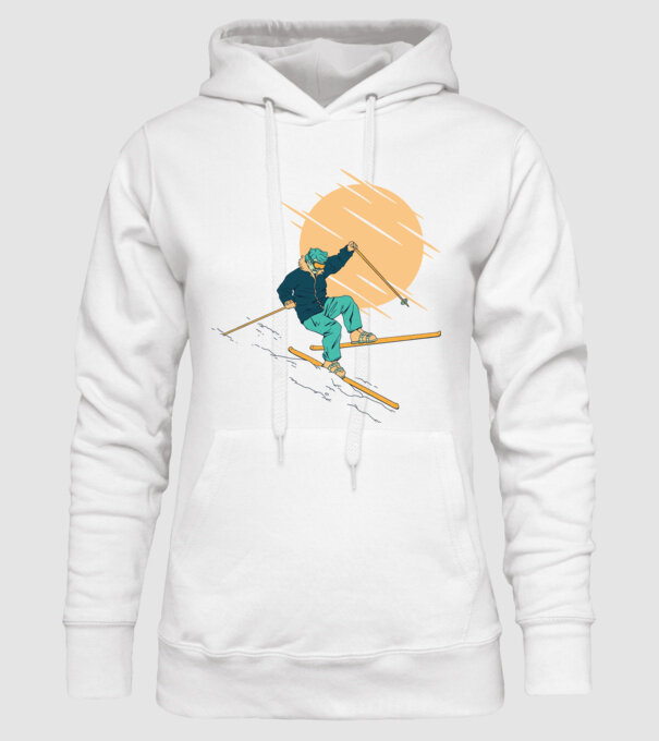 Căzătură schior model alb pe tricou