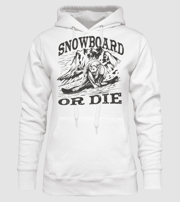 Maimuță Snowboarder model alb pe tricou