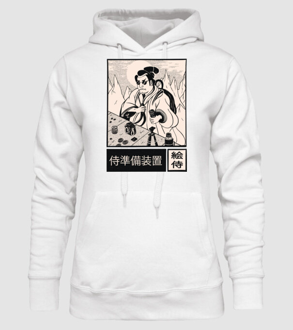 Samurai model alb pe tricou
