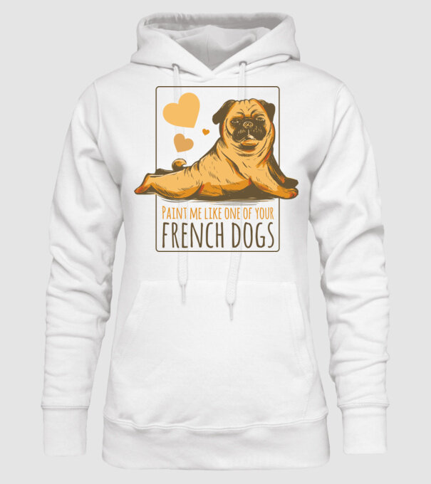 Mops sexy model alb pe tricou