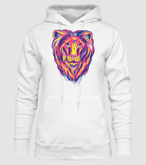 Leu colorat model alb pe tricou