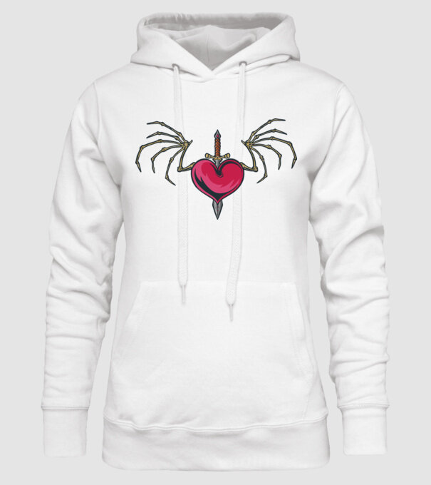 Inimă cu sabie model alb pe tricou
